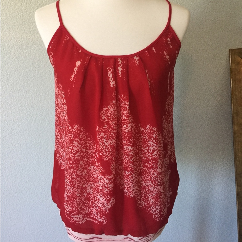 SALE!!  CAbi Cami Blouse Top, Red & White